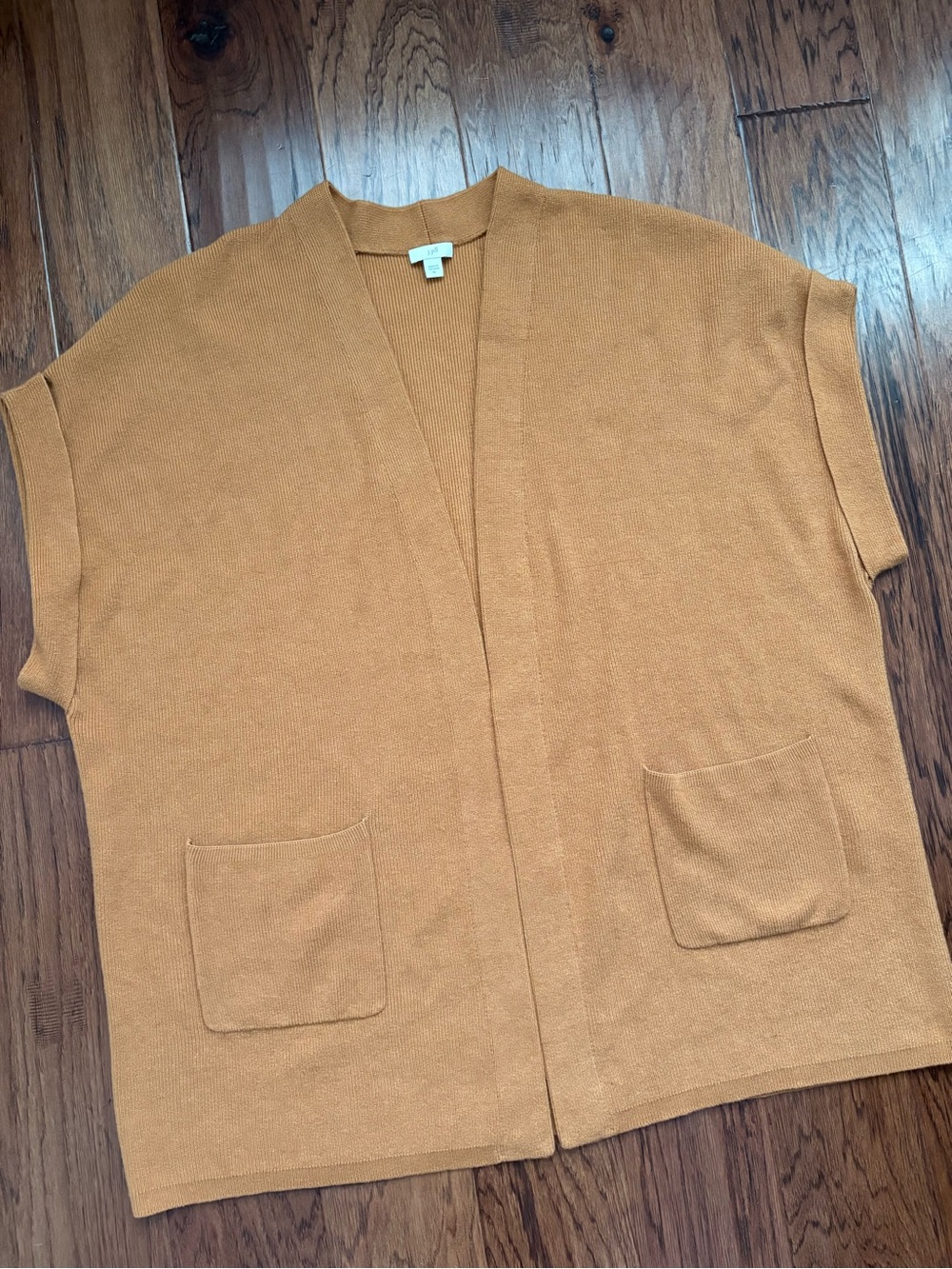 J. Jill Open-Front Short-Sleeve Cardigan - Camel Size XL